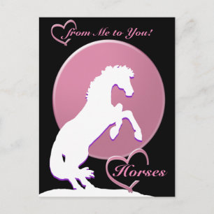Pferde des weißen Herzens V (rosa) Postkarte