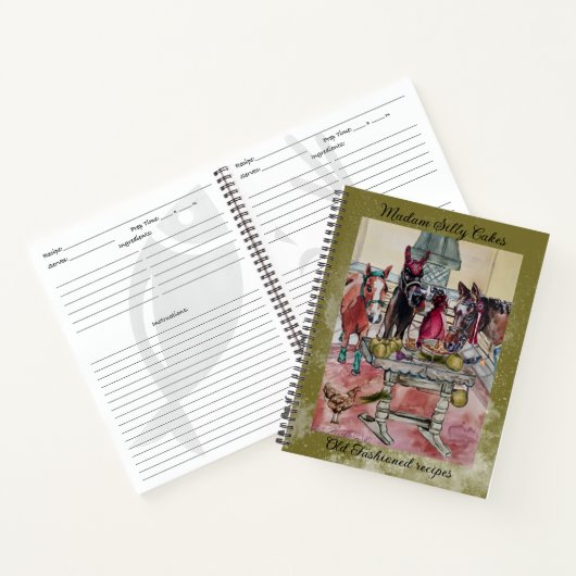 Pferde, die Apfelkuchen-Kochbuch machen Notizblock (Innenseite)