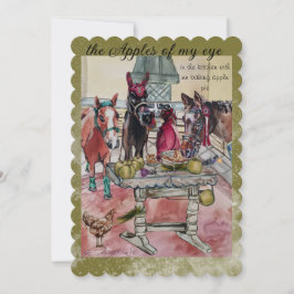 Pferde, die Apfelkuchen machen Feiertagskarte