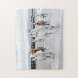 Pferde, die auf dem Beach Jigsaw Puzzle laufen