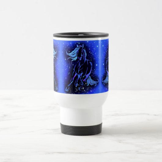 Pferde, die bei Blue Starry Night Travel Mug Gesch Reisebecher (Mittel)