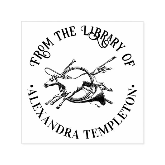 Pferde, die durch den Buchnamen der Horn-Bibliothe Permastempel (Design)