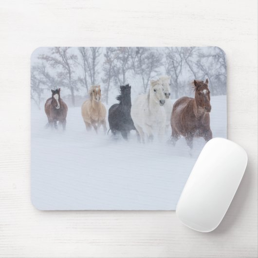 Pferde, die durch den Schnee laufen Mousepad (Mit Mouse)