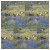 Pferde, die durch Wasser-Gewebe laufen Stoff (Muster)