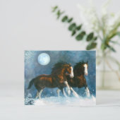 Pferde, die im Schnee laufen Postkarte (Stehend Vorderseite)