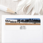 Pferde, die im Snow-Rücksendeaufkleber laufen (Insitu)