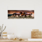 Pferde, die im Surf laufen Poster (Küche)