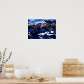 Pferde, die in der Wasserlandschaft laufen Poster (Küche)