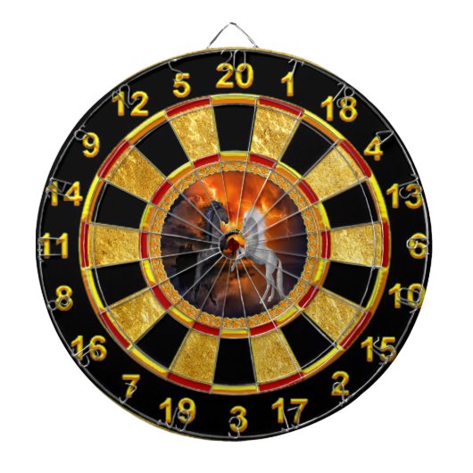 Pferde, die in einem schlechten Blitzsturm kämpfen Dartscheibe (vorne)