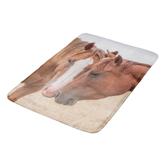 Pferde, die in einer Weide nass werden Badematte (Schrägansicht)