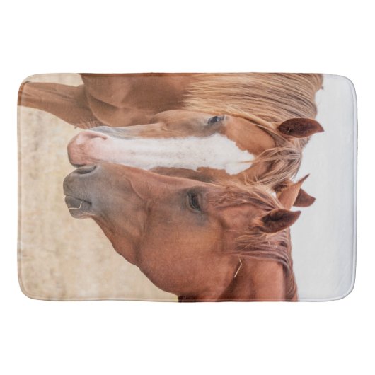 Pferde, die in einer Weide nass werden Badematte (Vorderseite)