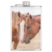 Pferde, die in einer Weide nass werden Flachmann (Vorderseite)