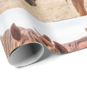 Pferde, die in einer Weide nass werden Geschenkpapier (Rolleneckpunkt)