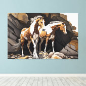 Pferde, die neben einander Stehend sind, drucken Leinwanddruck (Insitu (Holzboden))