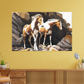 Pferde, die neben einander Stehend sind, drucken Leinwanddruck (Insitu (Wohnzimmer))