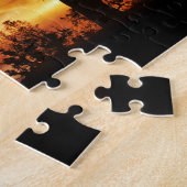 Pferde Eichenbaum und fiery Sunset Puzzle (Seite)