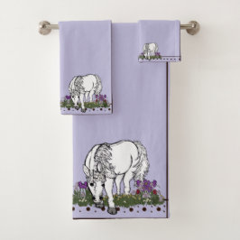 Pferde Einhorn von figdewdrop Badezimmer Handtuch Badhandtuch Set