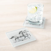 Pferde-Eleganz Glasuntersetzer (Schrägansicht)