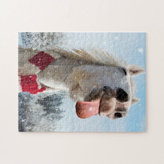 Pferde fangen Schneeflocken Puzzle (Horizontal)