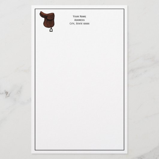 Pferde - Farbe des Reitsattelsattels Briefpapier (Vorderseite)