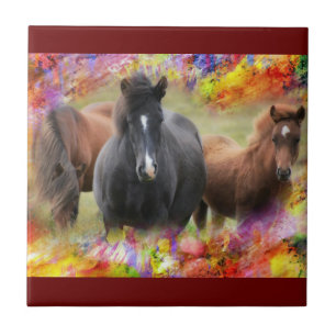 Pferde farbenfroh fliese