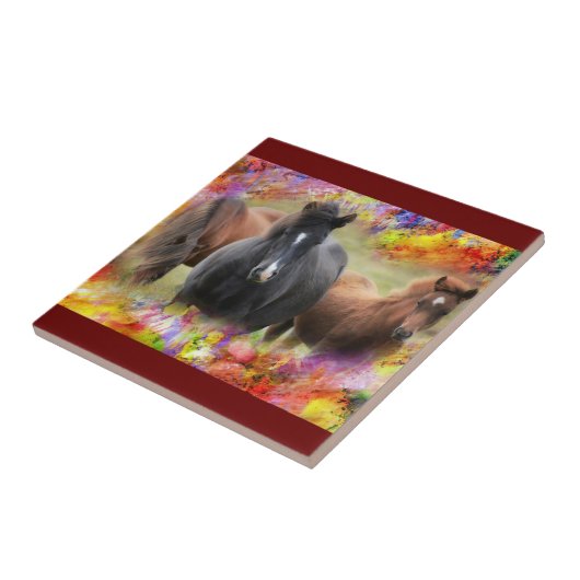 Pferde farbenfroh fliese (Seite)