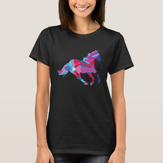 Pferde farbenfroh grafisch T-Shirt (Vorderseite)
