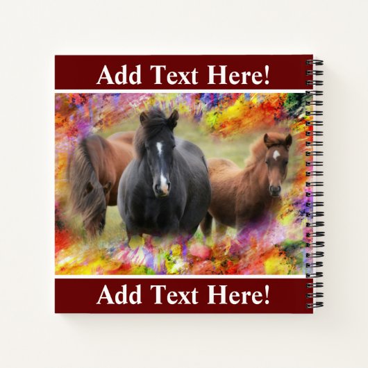 Pferde farbiges Notebook Notizblock (Rückseite)
