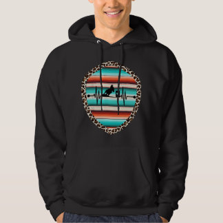 Pferde-Fass-Rennen Herzschlag Serape Leopard Rodeo Hoodie