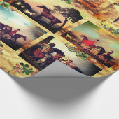 PFERDE FEINE KUNSTBILDER, PFERDESCHUHE PARCHMENT GESCHENKPAPIER (Ecke)