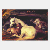 PFERDE FEINE KUNSTBILDER, PFERDESCHUHE PARCHMENT GESCHENKPAPIER SET (Vorderseite 3)