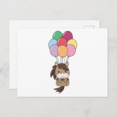 Pferde fliegen mit farbenfrohen Balloons hoch Postkarte (Vorne/Hinten)