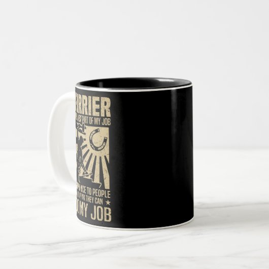 Pferde Funny Farrier Sprichwort der schwierigste T Zweifarbige Tasse (Vorderseite Links)