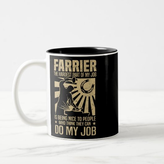 Pferde Funny Farrier Sprichwort der schwierigste T Zweifarbige Tasse (Links)