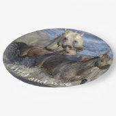 Pferde galoppieren im Wasser Pappteller (Schrägansicht)