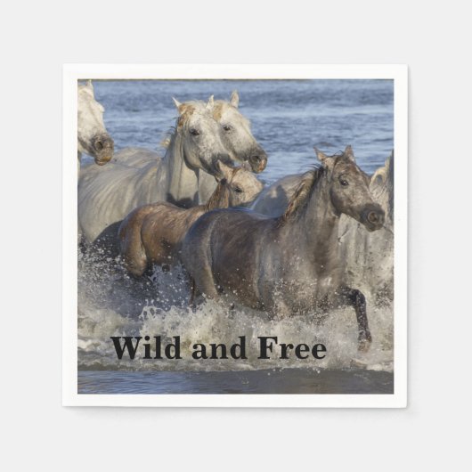 Pferde galoppieren im Wasser Serviette (Vorderseite)