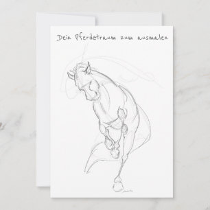 Pferde-Geburtstags- Glückwunschkarte zum ausmalen Einladung