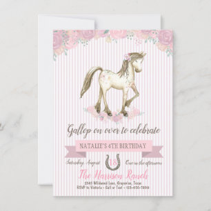 Pferde-Geburtstagsfeier Mädchen Pony-Party Einladung