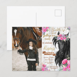 Pferde Geburtstagsfeier rustikale Cowgirl Geburtst Postkarte