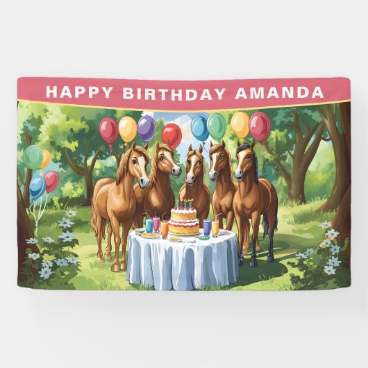 Pferde Geburtstagsparty Banner (Horizontal)