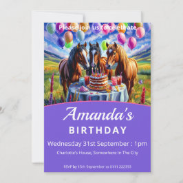 Pferde Geburtstagsparty Einladung