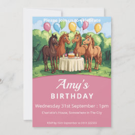 Pferde Geburtstagsparty Einladung
