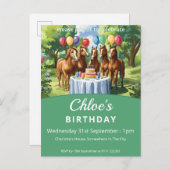 Pferde Geburtstagsparty Einladungspostkarte (Vorne/Hinten)