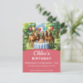 Pferde Geburtstagsparty Einladungspostkarte (Stehend Vorderseite)