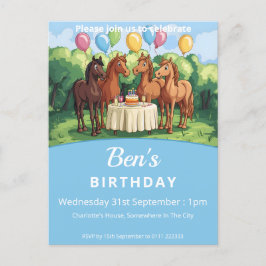 Pferde Geburtstagsparty Einladungspostkarte