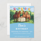 Pferde Geburtstagsparty Einladungspostkarte (Vorne/Hinten)