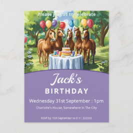 Pferde Geburtstagsparty Einladungspostkarte