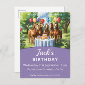 Pferde Geburtstagsparty Einladungspostkarte (Vorne/Hinten)