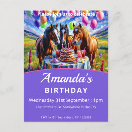 Pferde Geburtstagsparty Einladungspostkarte