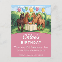 Pferde Geburtstagsparty Einladungspostkarte